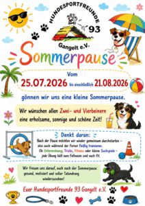 SOMMERPAUSE vom 26. Juli bis zum 21. August 2026